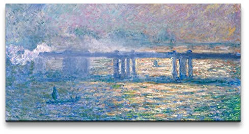 Paul Sinus Claude Monet Brücke im Nebel Wandbild 120x60cm auf Leinwand