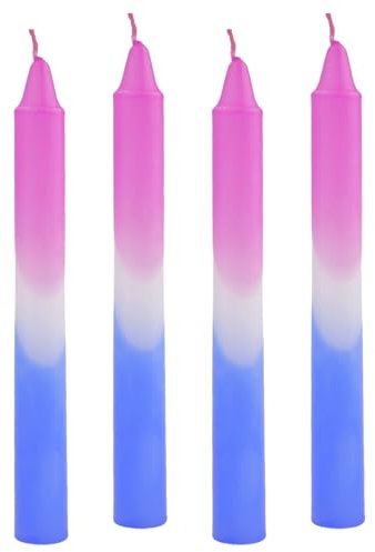 Scentoria Bunte Stabkerzen, 4 Stück, 22 x 2,1 cm, Bunte Kerzen, Tropfkerzen für Flaschen, Geburtstagskerzen, Spitzkerzen für Hochzeit, Party, Farbverlauf