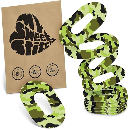 MySweetStitch 10 Ringpatches für Dexcom G6/ONE oval Camo | Stabilisiert ablösende Ränder, Mitte bleibt frei, wasserfest und flexibel, bis zu 15 Tage Halt