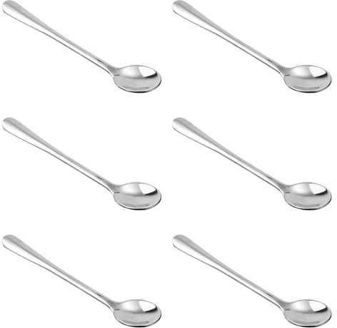 Lot de 6 Petites Cuillères en Acier Inoxydable, 7,5 x 1,5 cm Mini Cuillères à Condiments Mignonnes Petites Cuillères pour Pots à Épices Mini Cuillères à Épices pour Sel, Sucre, Miel, Épices