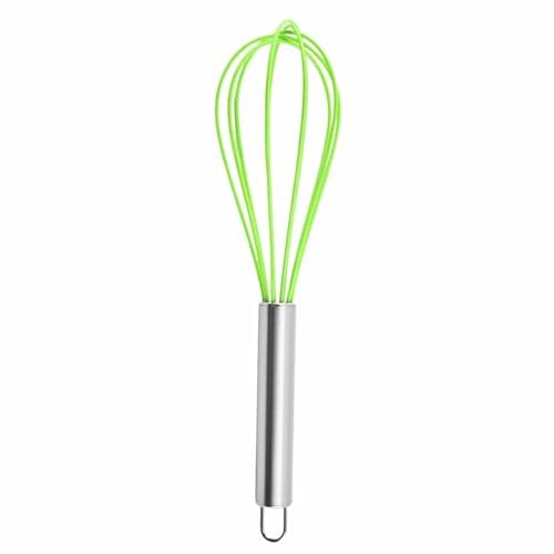 CHEFZOCO Batidor manual, Varillas de batir, Mezclador manual, Batidor de cocina, Batidor de huevos, Apto para Mezclar, Revolver la Masa, Huevos, Longitud 20 cm, Silicona y Acero inoxidable, Verde
