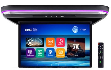 15.6 Car Roof Monitor Motorized Android Car TV Auto Flip Down Monitor with FHD IPS Screen HDMI-Compatible FM B Port SD,4+64G