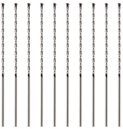 10 Pack Of 7mm x 300mm Long TCT Masonry Drill Bits – For Concrete, Brick, Stone, Porcelain Ceramic Tiles Plastic Wood – Masonry Drill Bits Set For Standard Rotary Drills & Hammer Drills (NOT SDS)