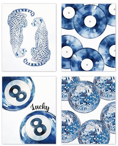TLESKE Poster, Motiv: Geparden-Glück, 8 Bälle, ungerahmt, 20,3 x 25,4 cm, trendige Discokugeln, Wandkunstdrucke, Dekoration für Teenager, Mädchen, Schlafsaal, Schlafzimmer, Wohnzimmer