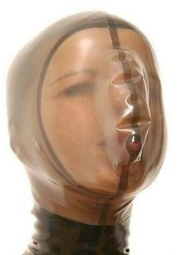 WXLPCGO Erstickende Gummimaske Bondage Latex Mask Vollgesichtsmaske Transparent Maske mit Reißverschluss Hinten Sexspielzeug(Size:XS-60CM)