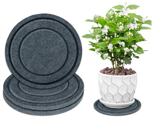 BXI Lot de 3 sous-verres en feutre absorbant l'eau de 20,3 cm, tapis épais pour pot de fleurs, plateau d'égouttement pour plantes, plaque de protection en tissu pour table et sol