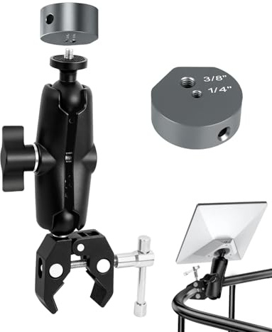Starlink Mini Clamp Mount, Aluminum Starlink Mini Pole Mount Compatible with New and Traditional Pipe Adapters, Adjustable Clamp Bracket Fits Starlink Mini for RV /Roof Rack / Yacht / Camper / Balcony