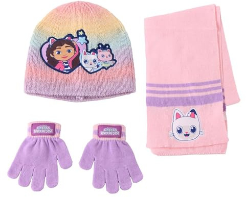 CERDÁ LIFE'S LITTLE MOMENTS Gabby's Dollhouse Unisex Children's Winter Hat Gloves and Scarf Set of 3