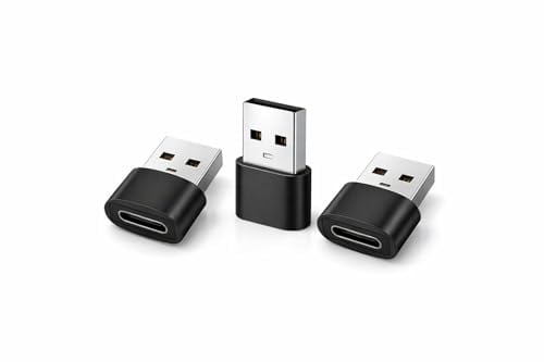 Novecia Pack de 3 Adaptateurs USB-A vers USB-C | Compatible Apple iPhone 15/16/17, Compatible iPad et AirPods, Compatible Samsung Galaxy S23/S24/S25, Charge rapide