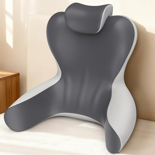 22 XL Reading Pillow Sitting in Bed,Back Support & Armrests(Grey&DarkGrey) | OEKO-TEX,Back Rest & Lumbar Support Pillows, Bed Rest Chair Cushion,Reclining,Gaming,Work,Resting,Watching TV