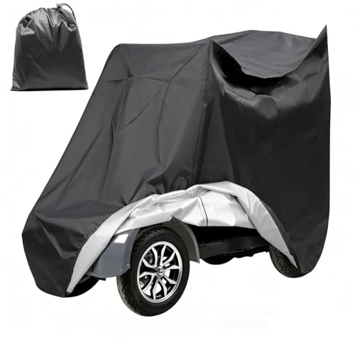 Elektromobil Abdeckhauben, Wasserdicht UV beständig 210D Oxford Universelle | Abdeckplane Innen- und Außenbereich für Mobilitätsroller Hochleistungs Rollstuhl Roller (142×66×91cm)