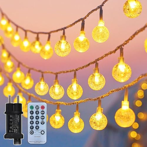 taiyongkang Lichterkette Kristall Strom 30 m 200 LED mit 5 m Netzkabel, Fernbedienung, Timer und 8 Lichtmodi, IP44 für Innen und Außen, Garten, Balkon, Party, Pavillon, Hochzeit Dekoration