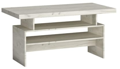 Masseno Couchtisch ZERI, Eiche Bianco, 120x60x60cm, Modern Wohnzimmertisch für Couch, rechteckig Beistelltisch, Laminierte Spanplatte