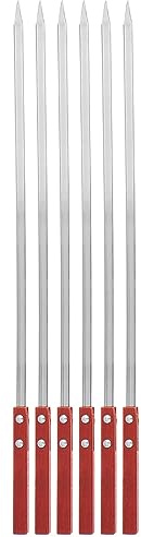 RJGFDSAPO Brochettes à Kebab, Brochettes Kebab 6 pièces Manche Bois INOX Argent 40/50/60cm(60cm)