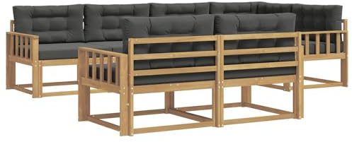 vidaXL Outdoor-Sofagarnitur 6 pcs Weiß und Anthrazit Polyester, Terrasse, modernes Outdoor-Möbelset, wetterfeste Garten-Sofa-Garnitur, Flexible Design-Sitzgelegenheiten aus Akazienholz
