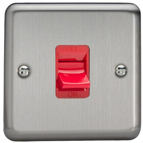 Varilight Single Cooker Switch - Value Matt Chrome with Red Insert, XS45S