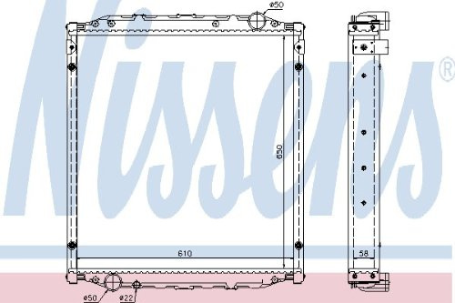 NISSENS Kühler Motorkühlung Kühler Wasserkühler Motorkühler Netzbreite 610mm Netzlänge 650mm Netztiefe 58mm 62876A