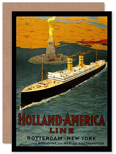 Wee Blue Coo TRAVEL HOLLAND AMERICA LINE SHIP OCEAN NEW YORK BLANK GREETINGS CARD