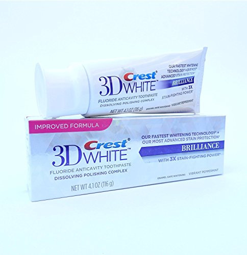 Crest White 3D Brilliance Zahnpasta erweiterte Teeth Whitening Zahnpasta Schnellste Whitening -Technologie mit der fortschrittlichsten Fleckschutz für ein umwerfendes Lächeln - 4,1 Unzen -116g Verbesserte Formel Zahnpasta - aus den USA