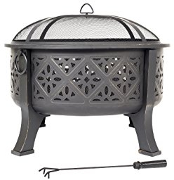 La Hacienda Moresque 58094 Brasero Profond avec Grille de Cuisson Effet Bronze