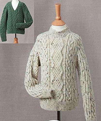 UKHKA Aran Knitting Pattern for Childrens High or V Neck Cable Detail Sweaters 161