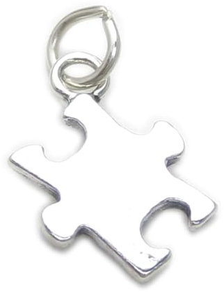 Jigsaw Piece sterling silver charm .925 x 1 Autism Autistic Puzzle charms