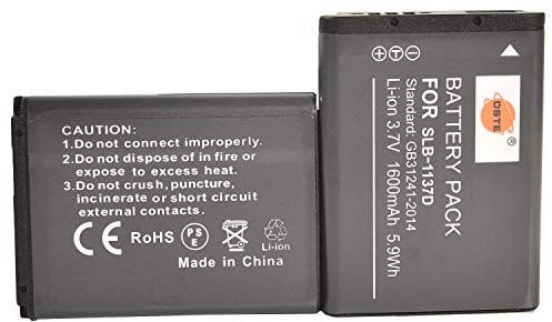 DSTE® 2x SLB-1137D Rechargeable Li-ion Battery for Samsung i80 i85 i100 L74 Wide NV11 NV24HD NV30 NV40 NV100HD NV103 NV106HD TL34HD Digital Camera