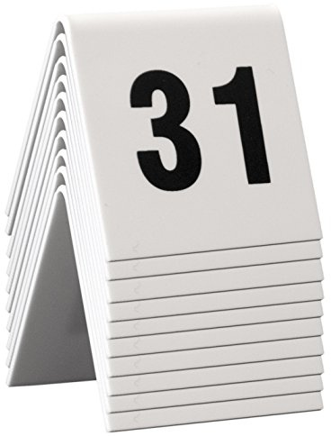 Securit Table Signs, Numbers 31-40, 4 x 4 x 5 cm (TN-31-40), TN-31-40-WT