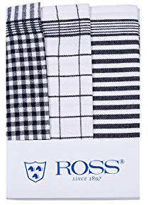 Ross 3er Pck Baumwoll-Geschirrtücher Karo schwarz 50 x 70 cm