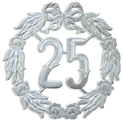 Kunze A013060252 Jubiläumszahl 25, Ø 18 cm, Silber