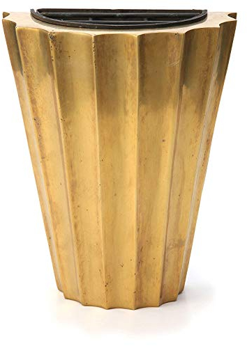 Holyart Plissierte Grabvase mit Wasserbecken aus bronzefarbigen Messing