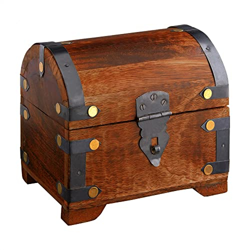 Casa Vivente Große Schatzkiste aus dunklem Holz, Schmuckkästchen und Aufbewahrungsbox, Verpackung für Geldgeschenke