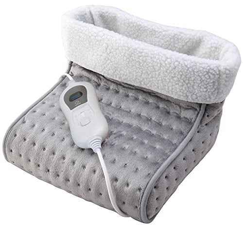 Mobiclinic, Chauffe-Pieds électrique, Laine et Polaire, Marque européenne, Très Faible consommation, Arrêt Automatique, Doublure intérieure Lavable, 3 réglages température, 30x30x24cm