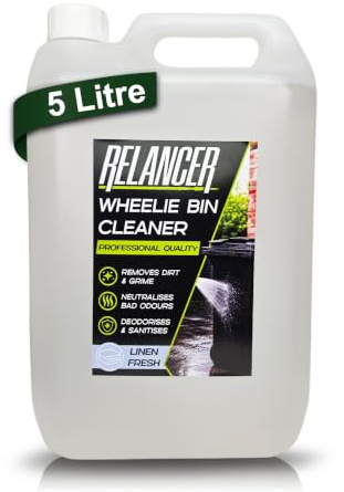 Relancer Wheelie Bin Cleaner, Bin Freshener and Odour Eliminator Deodoriser | 5L Linen Fresh Concentrated bin cleaner that sanitises, eliminates odours and leaves plastic and metal wheelie bins fresh