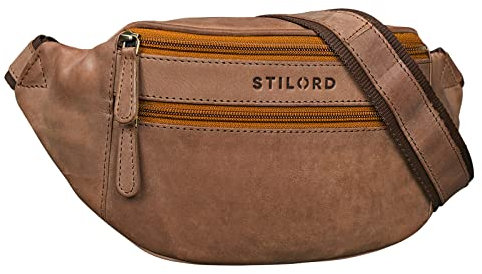 STILORD 'Marian' Gürteltasche Leder Vintage für Herren Damen Bauchtasche Hüfttasche für Handy Kosmetik Kamera Reisen Party Konzerte Festival Echtleder, Farbe:Cognac - Hellbraun