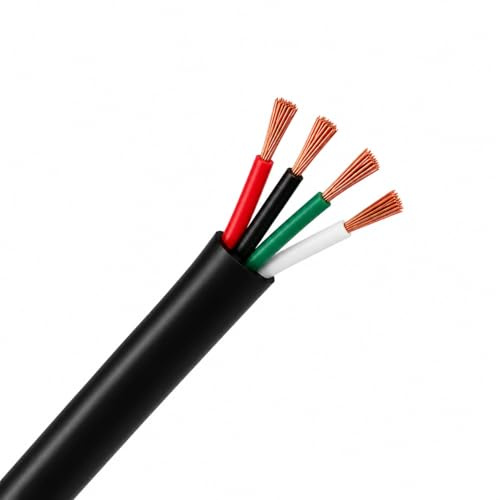 Wire4u 4 Core Automotive Cable 0.75mm² Thin Wall Cable | 12V 24V Multi-Strand Copper Wire | Trailer Wiring, Caravan Electrics, Vehicle Lighting & Low Voltage Applications | 20 Metres