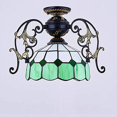 Lustre De Style Tiffany Mini Mini Plafonnier À Abat-jour En Verre Teinté , Luminaire Suspendu À 1 Ampoule À Suspension Pour Luminaire Suspendu Pour Salon Dans La Chambre À Coucher (Multicolor