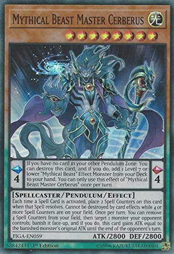 Yu-Gi-Oh! - Mythisches Biest Meister Cerberus - FIGA-EN059 - Super Rare - 1. Auflage - Fäuste der Gadgets