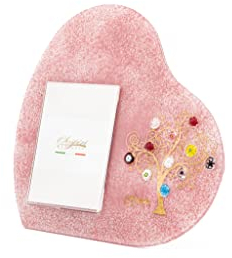 Sospiri Venezia Portafotos Cristal Murano Marco de Corazón Decoración Árbol de la Vida con Murrine Soporte de Escritorio o Mesa Foto 7x10 cm Idea Regalo Made Italy (19x19)