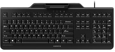 CHERRY SECURE BOARD 1.0, Kabelgebundene Security-Tastatur mit Kartenleser und RFID/NFC-Schnittstelle, Belgisches Layout (AZERTY), USB-A Anschluss, Schwarz