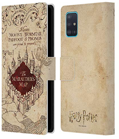 Head Case Designs Offizielle Harry Potter The Marauder's Map Prisoner of Azkaban II Leder-Wallet-Hülle Kompatibel mit Samsung Galaxy A51 (2019)