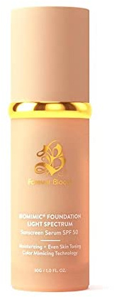 Bio Mimic Foundation Light Spectrum by ; Hydrating, Anti-Ageing, Concealing, Evening Skin Ton, Protecting from Sun with SPF50; Lifestyle Lightweight Foundation for Gym, Sport, Dancing