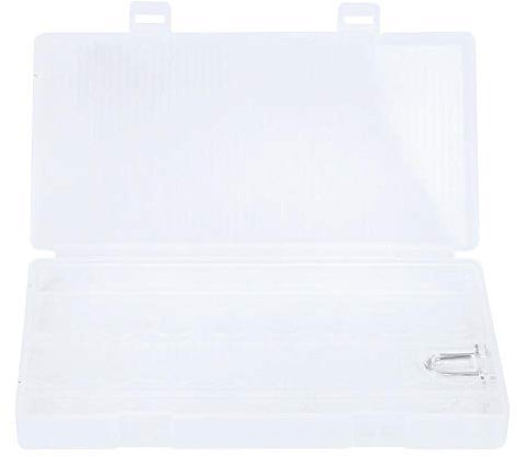 Fafeicy Tragbarer transparenter PP-Koffer Aufbewahrungsbox Behälter, mit Haken, für Batterie, 15,5 x 7,5 x 2,5 cm, Aufbewahrungskiste