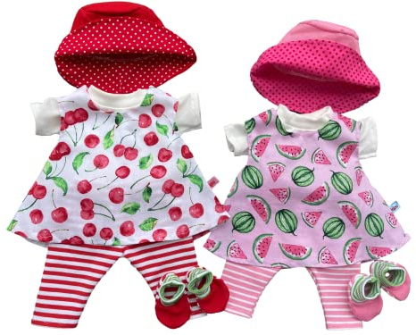 Puppenkleidung + Schühchen 5-tlg. handmade passend für my first Baby Puppe Puppen Gr. 36-38 cm  Kirschen oder Melonen  NEU
