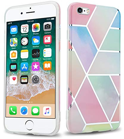 cadorabo Coque pour Apple iPhone 6 / iPhone 6S en Marbre Arc-en-Ciel no.11 - Housse Protection en Silicone TPU en Motif Mosaïque - Ultra Slim Fin Gel Case Cover Bumper