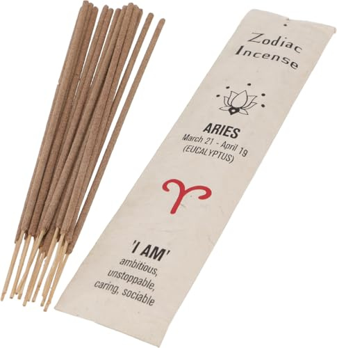 Horoskop Räucherstäbchen, Sternzeichen Räucherwerk, Widder/Eukalyptus | Handgefertigt, traditionell tibetisch, 15 g, Brenndauer ca. 45 Minuten, ideal für Meditation.