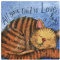 ALEX CLARK Love and a Cat Fridge Magnet - Happy Cats - Original Artwork - Fridge Magnet for Animal Lovers - Magnetic Art Tile - Gift Ideas - Designed in The UK..