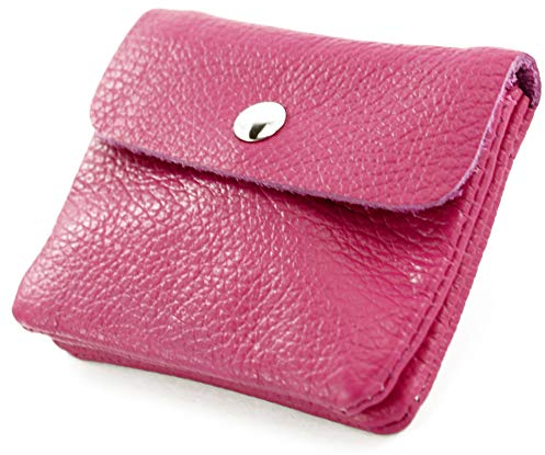 modamoda de P09 Damen Münzgeldbörse Geldbörse Portemonnaie Klein Leder Made in Italy P09, Farbe:Pink