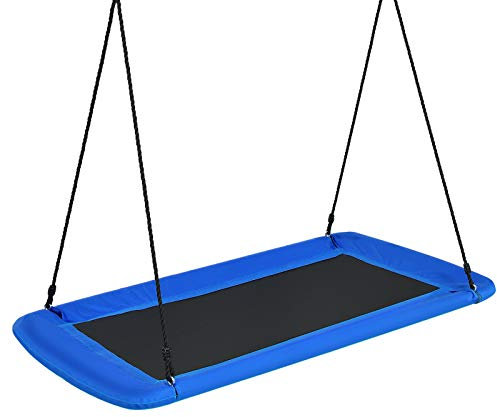 COSTWAY Columpio de Nido Columpio Colgante para Niño Cuerda Ajustable de 100-180 cm Carga hasta 315 kg para Jardín Interior Exterior (Azul)