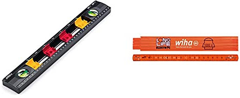 WIHA SB24691 Electrician's Spirit Level, Black & Longlife Electricians Folding Rule 2 m